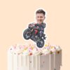 Custom Sport Motorcycle Stunt Rider Face Cutout – Cake Topper Custom Sport Motorcycle Stunt Rider Face Cutout shown on a cake topper mockup