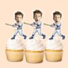 Custom Baseball Batter Making Contact Face Cutout – Cupcake Topper Custom Baseball Batter Making Contact Face Cutout shown on a cupcake topper mockup