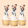 Custom Navy Number 18 Football Receiver Face Cutout – Cupcake Topper Custom Navy Number 18 Football Receiver Face Cutout shown on a cupcake topper mockup