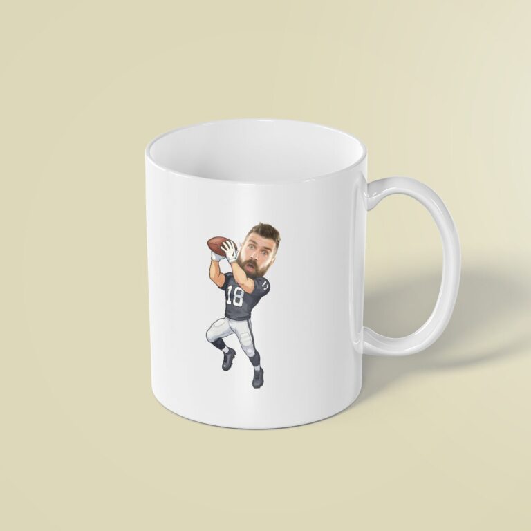 Custom Navy Number 18 Football Receiver Face Cutout – Mug Custom Navy Number 18 Football Receiver Face Cutout shown on a mug mockup