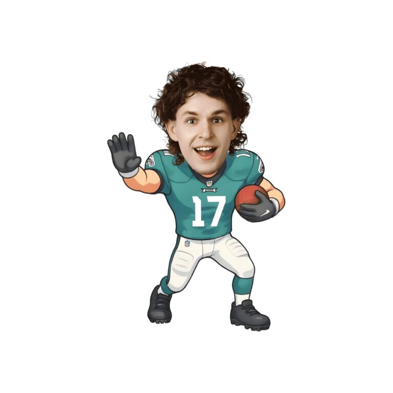 Custom Teal Number 17 Football Runner Face Cutout – Original Custom Teal Number 17 Football Runner Face Cutout design preview