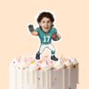 Custom Teal Number 17 Football Runner Face Cutout – Cake Topper Custom Teal Number 17 Football Runner Face Cutout shown on a cake topper mockup