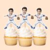 Custom Number 45 Baseball Fielder Face Cutout – Cupcake Topper Custom Number 45 Baseball Fielder Face Cutout shown on a cupcake topper mockup