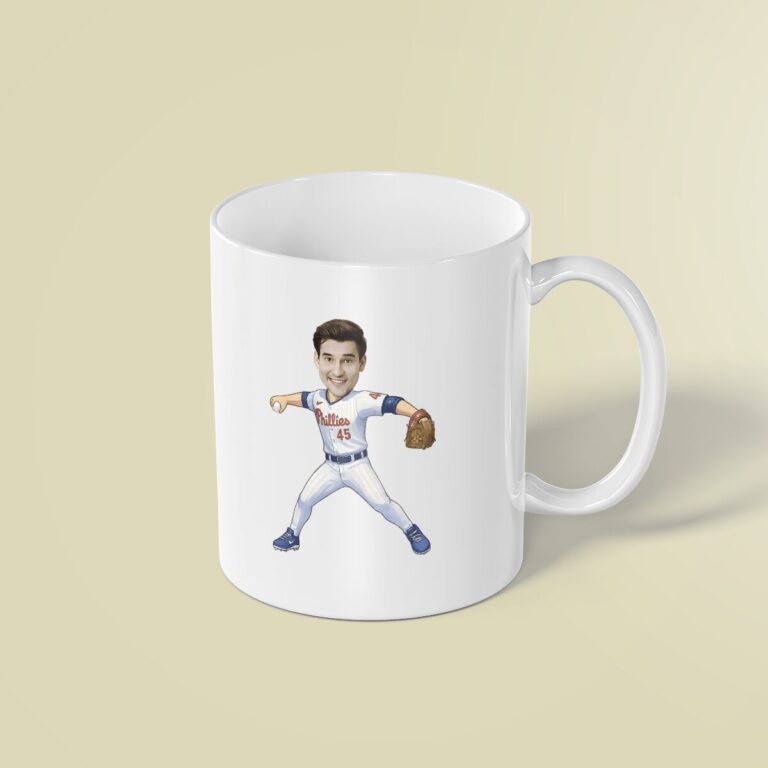Custom Number 45 Baseball Fielder Face Cutout – Mug Custom Number 45 Baseball Fielder Face Cutout shown on a mug mockup