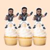 Custom Black Number 7 Football Player Face Cutout – Cupcake Topper Custom Black Number 7 Football Player Face Cutout shown on a cupcake topper mockup