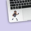 Custom Black Number 7 Football Player Face Cutout – Sticker Custom Black Number 7 Football Player Face Cutout shown on a sticker mockup