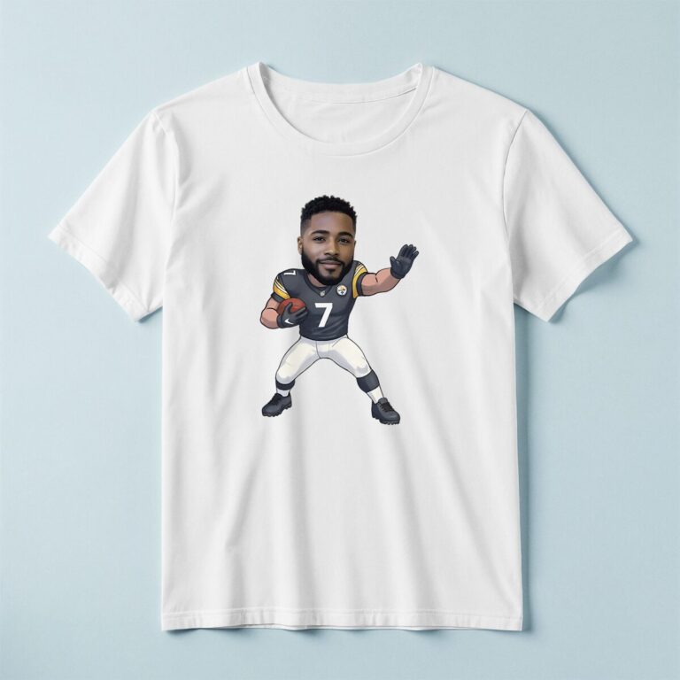 Custom Black Number 7 Football Player Face Cutout – T-shirt Custom Black Number 7 Football Player Face Cutout shown on a T-shirt mockup