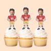 Custom Red Number 85 Football Player Face Cutout – Cupcake Topper Custom Red Number 85 Football Player Face Cutout shown on a cupcake topper mockup
