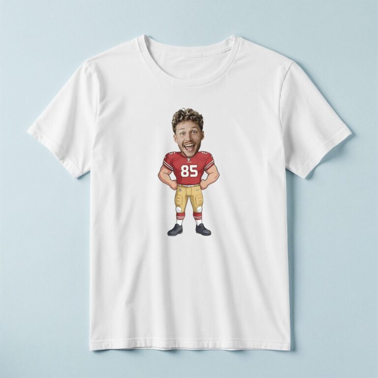 Custom Red Number 85 Football Player Face Cutout – T-shirt Custom Red Number 85 Football Player Face Cutout shown on a T-shirt mockup