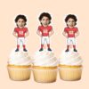 Custom Red Number 88 Football Player Face Cutout – Cupcake Topper Custom Red Number 88 Football Player Face Cutout shown on a cupcake topper mockup