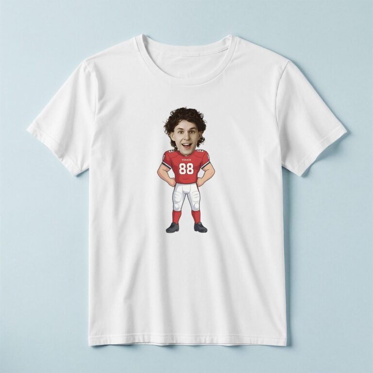 Custom Red Number 88 Football Player Face Cutout – T-shirt Custom Red Number 88 Football Player Face Cutout shown on a T-shirt mockup