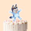 Custom Blue Cartoon Dog Costume Character Face Cutout – Cake Topper Custom Blue Cartoon Dog Costume Character Face Cutout shown on a cake topper mockup