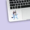 Custom Blue Cartoon Dog Costume Character Face Cutout – Sticker Custom Blue Cartoon Dog Costume Character Face Cutout shown on a sticker mockup