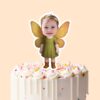 Custom Garden Fairy with Golden Wings Face Cutout – Cake Topper Custom Garden Fairy with Golden Wings Face Cutout shown on a cake topper mockup