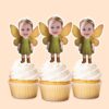 Custom Garden Fairy with Golden Wings Face Cutout – Cupcake Topper Custom Garden Fairy with Golden Wings Face Cutout shown on a cupcake topper mockup