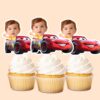 Custom Red Number 95 Race Car Rider Face Cutout – Cupcake Topper Custom Red Number 95 Race Car Rider Face Cutout shown on a cupcake topper mockup