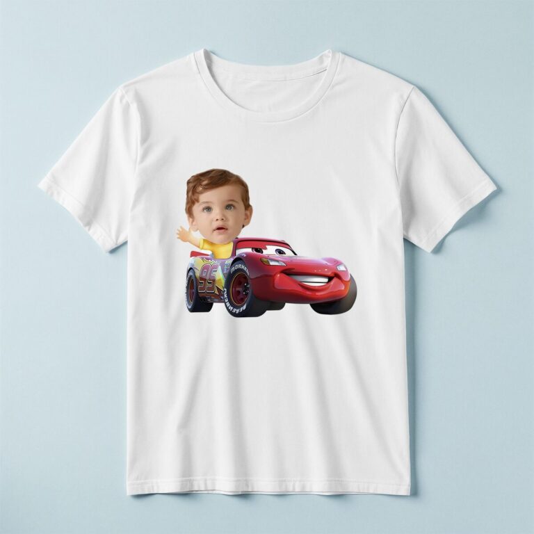 Custom Red Number 95 Race Car Rider Face Cutout – T-shirt Custom Red Number 95 Race Car Rider Face Cutout shown on a T-shirt mockup