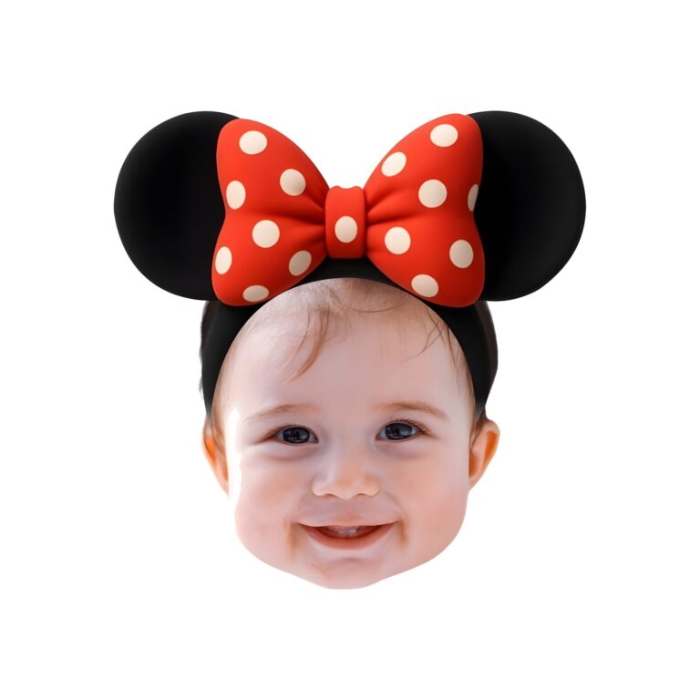 Custom Mouse-Ear Portrait with Polka-Dot Bow Face Cutout – Original Custom Mouse-Ear Portrait with Polka-Dot Bow Face Cutout design preview