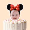 Custom Mouse-Ear Portrait with Polka-Dot Bow Face Cutout – Cake Topper Custom Mouse-Ear Portrait with Polka-Dot Bow Face Cutout shown on a cake topper mockup