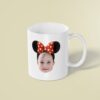Custom Mouse-Ear Portrait with Polka-Dot Bow Face Cutout – Mug Custom Mouse-Ear Portrait with Polka-Dot Bow Face Cutout shown on a mug mockup