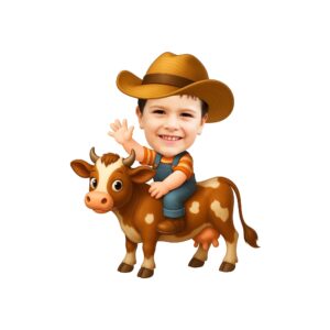 Custom Cowboy Riding a Cow Face Cutout – Original Custom Cowboy Riding a Cow Face Cutout design preview
