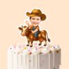Custom Cowboy Riding a Cow Face Cutout – Cake Topper Custom Cowboy Riding a Cow Face Cutout shown on a cake topper mockup