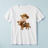 Custom Cowboy Riding a Cow Face Cutout – T-shirt Custom Cowboy Riding a Cow Face Cutout shown on a T-shirt mockup