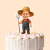 Custom Farmer Holding Red Plaid Shirt Face Cutout – Cake Topper Custom Farmer Holding Red Plaid Shirt Face Cutout shown on a cake topper mockup