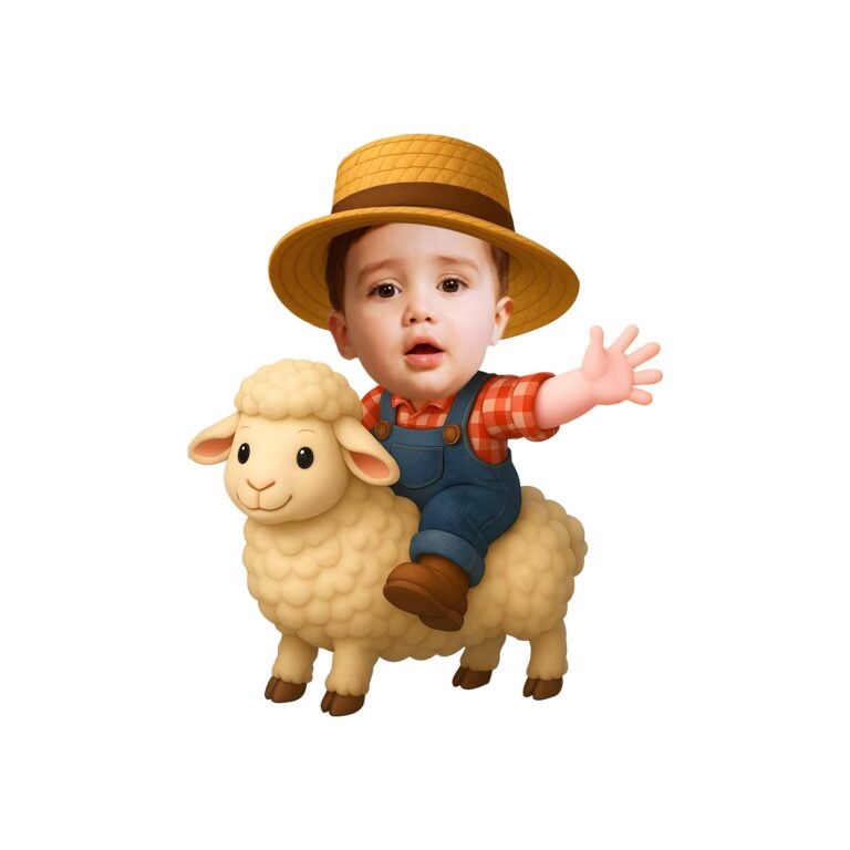 Custom Farmer Riding a Sheep Red Plaid Shirt Face Cutout – Original Custom Farmer Riding a Sheep Red Plaid Shirt Face Cutout design preview