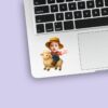 Custom Farmer Riding a Sheep Red Plaid Shirt Face Cutout – Sticker Custom Farmer Riding a Sheep Red Plaid Shirt Face Cutout shown on a sticker mockup