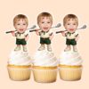 Custom Golfer with Club Over Shoulder Face Cutout – Cupcake Topper Custom Golfer with Club Over Shoulder Face Cutout shown on a cupcake topper mockup