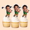 Custom Golfer Finishing Green Argyle Polo Face Cutout – Cupcake Topper Custom Golfer Finishing Green Argyle Polo Face Cutout shown on a cupcake topper mockup