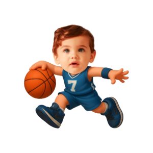 Custom Blue Number 7 Basketball Dribbler Face Cutout – Original Custom Blue Number 7 Basketball Dribbler Face Cutout design preview