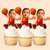 Custom Red Number 1 Basketball Child Face Cutout – Cupcake Topper Custom Red Number 1 Basketball Child Face Cutout shown on a cupcake topper mockup