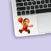 Custom Red Number 1 Basketball Child Face Cutout – Sticker Custom Red Number 1 Basketball Child Face Cutout shown on a sticker mockup