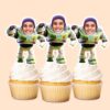 Custom Space Ranger Running Forward Face Cutout – Cupcake Topper Custom Space Ranger Running Forward Face Cutout shown on a cupcake topper mockup