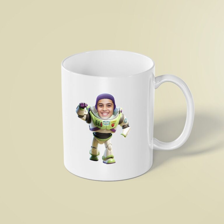 Custom Space Ranger Running Forward Face Cutout – Mug Custom Space Ranger Running Forward Face Cutout shown on a mug mockup