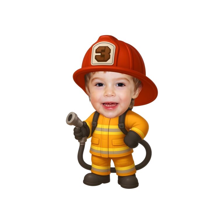 Custom Number 3 Firefighter with Hose Face Cutout – Original Custom Number 3 Firefighter with Hose Face Cutout design preview