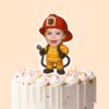 Custom Number 3 Firefighter with Hose Face Cutout – Cake Topper Custom Number 3 Firefighter with Hose Face Cutout shown on a cake topper mockup