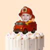Custom Number 3 Firefighter Riding a Fire Face Cutout – Cake Topper Custom Number 3 Firefighter Riding a Fire Face Cutout shown on a cake topper mockup