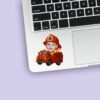 Custom Number 3 Firefighter Riding a Fire Face Cutout – Sticker Custom Number 3 Firefighter Riding a Fire Face Cutout shown on a sticker mockup