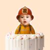 Custom Number 2 Firefighter Portrait Face Cutout – Cake Topper Custom Number 2 Firefighter Portrait Face Cutout shown on a cake topper mockup