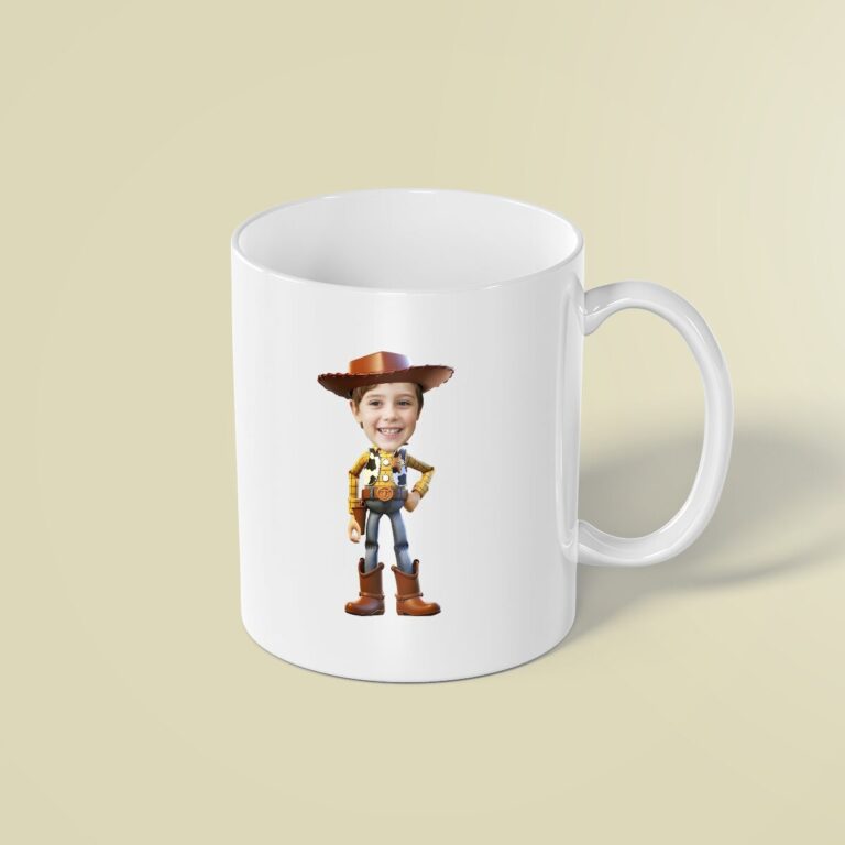 Custom Cowboy Sheriff Character Face Cutout – Mug Custom Cowboy Sheriff Character Face Cutout shown on a mug mockup