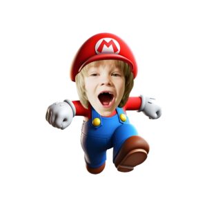 Custom Red-Capped Game-World Plumber Face Cutout – Original Custom Red-Capped Game-World Plumber Face Cutout design preview