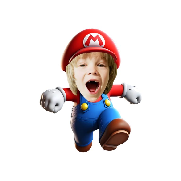 Custom Red-Capped Game-World Plumber Face Cutout – Original Custom Red-Capped Game-World Plumber Face Cutout design preview