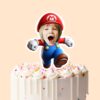 Custom Red-Capped Game-World Plumber Face Cutout – Cake Topper Custom Red-Capped Game-World Plumber Face Cutout shown on a cake topper mockup