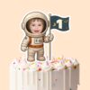 Custom First-Birthday Navy Space Flag Face Cutout – Cake Topper Custom First-Birthday Navy Space Flag Face Cutout shown on a cake topper mockup