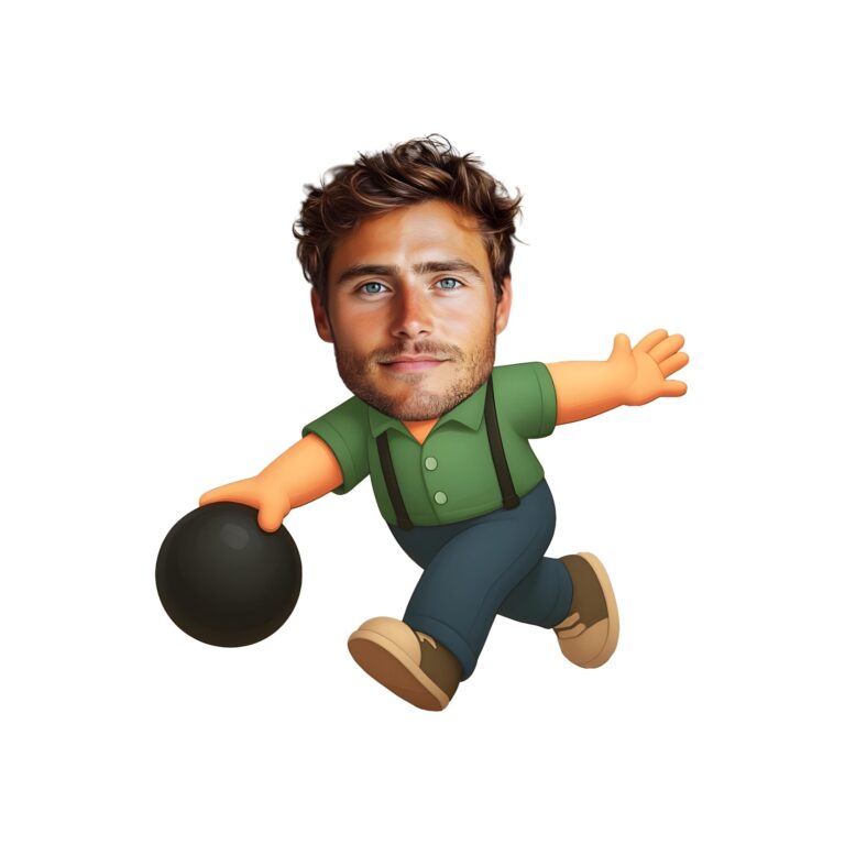 Custom Bowler Delivering a Black Ball Face Cutout – Original Custom Bowler Delivering a Black Ball Face Cutout design preview