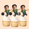 Custom Bowler Delivering a Black Ball Face Cutout – Cupcake Topper Custom Bowler Delivering a Black Ball Face Cutout shown on a cupcake topper mockup