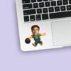 Custom Bowler Delivering a Black Ball Face Cutout – Sticker Custom Bowler Delivering a Black Ball Face Cutout shown on a sticker mockup
